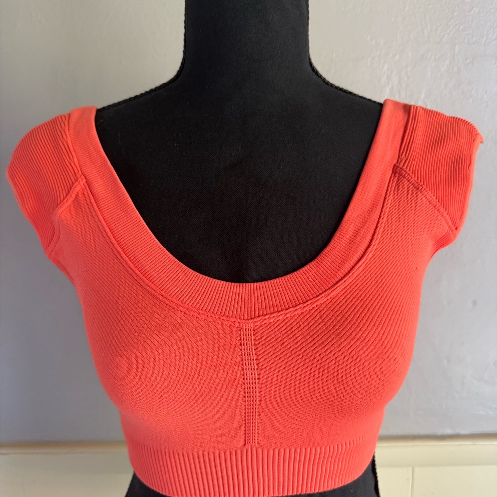FP Movement by Free People Coral Ribbed Crop Top